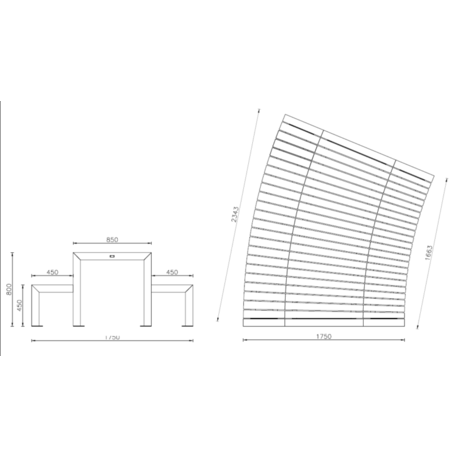 Metal bench + table 'Top Class Picnic'