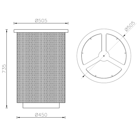 Metal litter bin for sorting 'FLY3 120L'