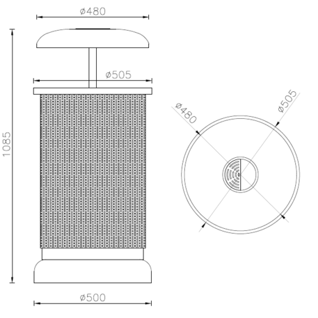 Metal litter bin for sorting 'FLY3 120L'