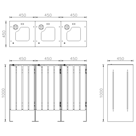Metal litter bin for sorting 'Isola 95L'