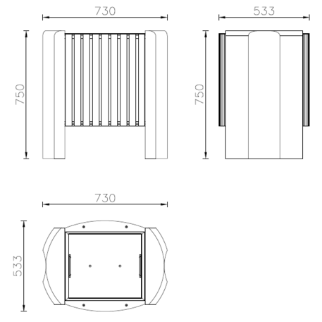 Concrete litter bin 'Marte / 80L'
