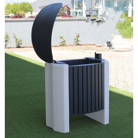 Concrete litter bin 'Marte wood / 80L'