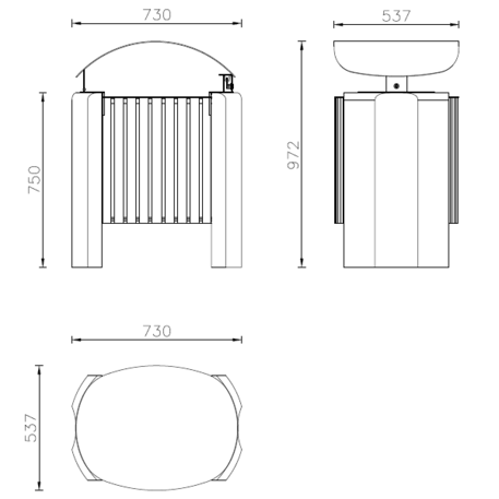Concrete litter bin 'Marte wood / 80L'