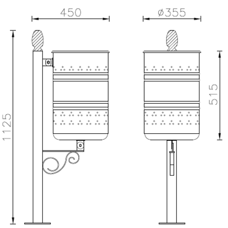 Metal litter bin 'Liberty / 45L'