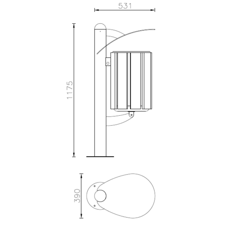 Metal litter bin 'Basket Wood / 45L'