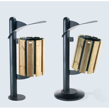 Metal litter bin 'Basket Wood / 45L'