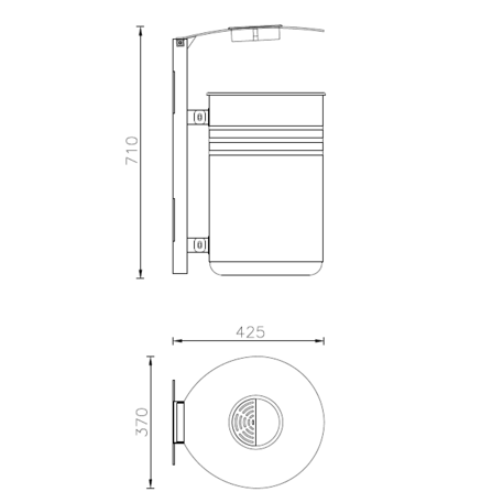 Metal litter bin 'Luna Wall / 45L'