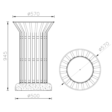 Metal litter bin 'Corona / 80L'