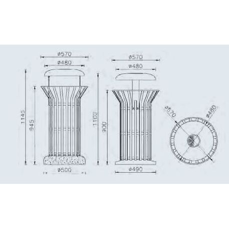Metal litter bin 'Corona Smog / 80L'