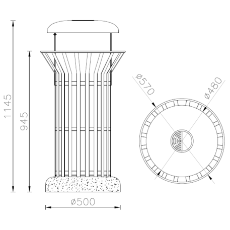 Metal litter bin 'Corona Smog / 80L'