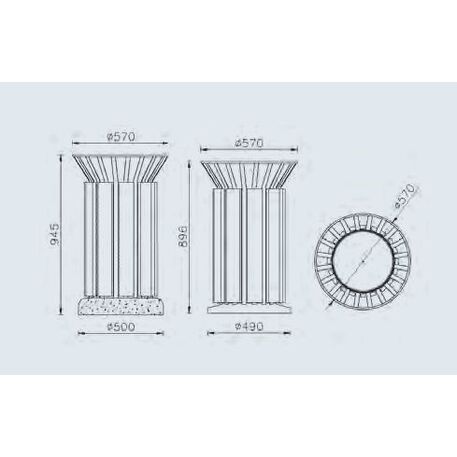 Metal litter bin 'Corona Wood / 80L'