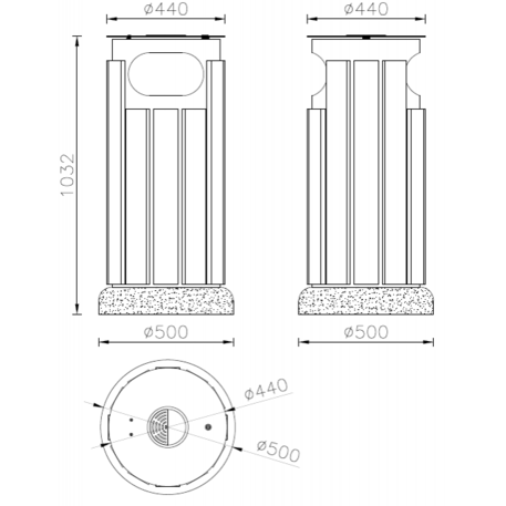 Metal litter bin 'Oristano / 80L'