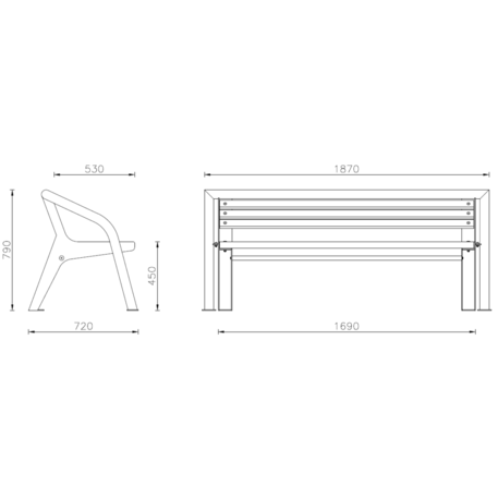 Metal bench 'QUEEN'