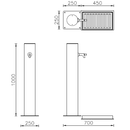 Outdoor drinking fountains of metal 'Trieste Rectangular Inox'