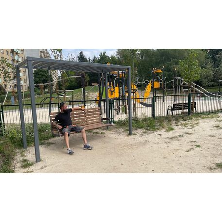 Swings and metal bench with backrest 'IROKO_STF/23-31-02/MDL'