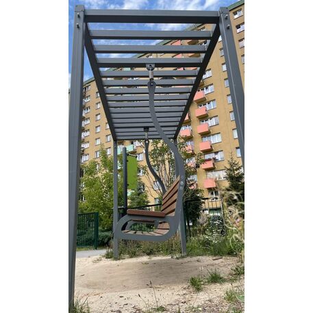 Swings and metal bench with backrest 'IROKO_STF/23-31-02/MDL'