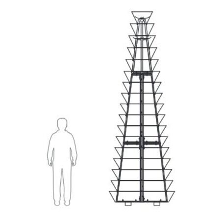 Metallpyramide von Outdoor-Blumentöpfen für Städte 'H-3400mm / 17Stk.'