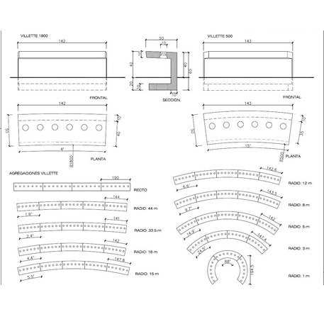 Betonbank 'Villete / LED'