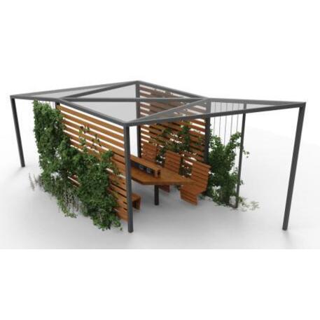 Metallbank mit Pergola 'IROKO_STF/22-31-02/MDL'