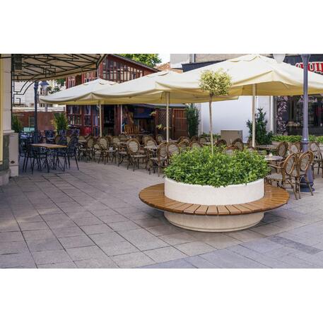  Betonbank mit Rückenlehne + Blumentopf '176/100xH/40/80cm / BS-193'