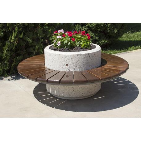  Betonbank mit Rückenlehne + Blumentopf '176/100xH/40/80cm / BS-193'