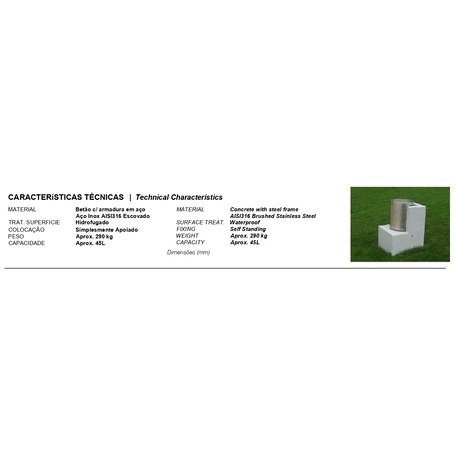Concrete litter bin 'Pic-Nic / Paper Bin Indy 45L'