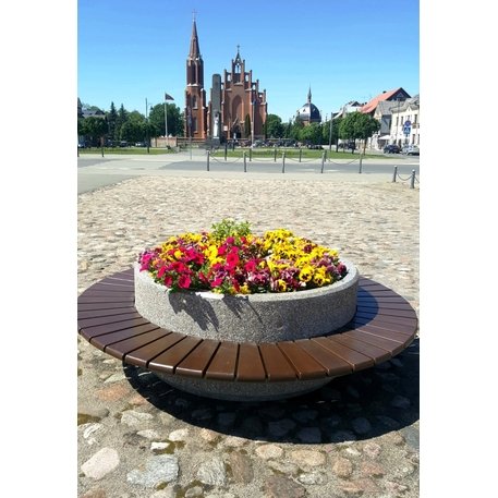  Betonbank mit Rückenlehne + Blumentopf '225/150xH/40/65cm / BS-92'