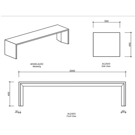 Betonbank 'R-Light / Bench 2000mm'