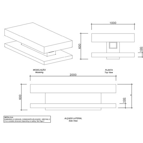 Betonbank 'Plano LED / Cubic 2000mm'