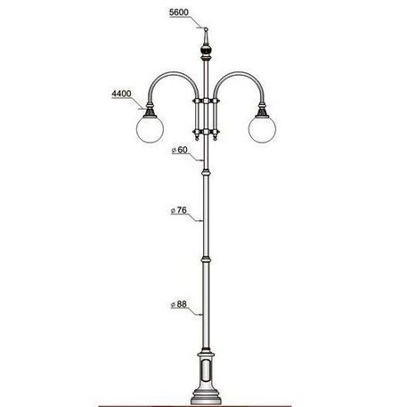 Straßenbeleuchtungsmasten 'T145-H2-H/560cm'