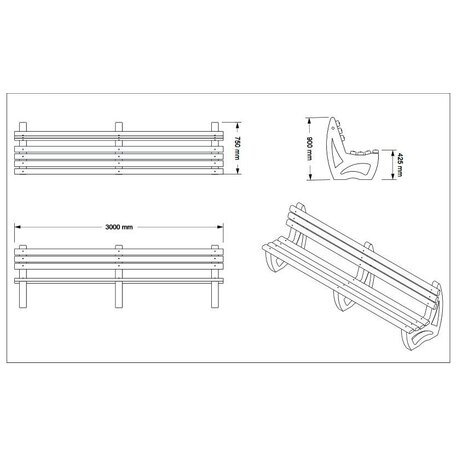 Parkbänke aus Beton '300x75xH/90cm / BS-63'