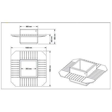  Beton rundbank + blumentopf  '155/80xH/40/65cm / BS-227'