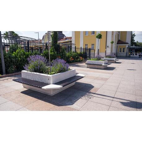  Beton rundbank + blumentopf  '155/80xH/40/65cm / BS-227'
