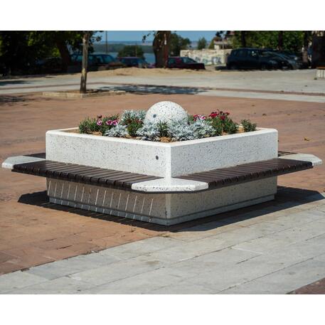  Beton rundbank + blumentopf  '155/80xH/40/65cm / BS-227'