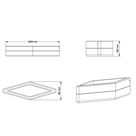 Concrete planter '240x80xH/45cm / BS-231'