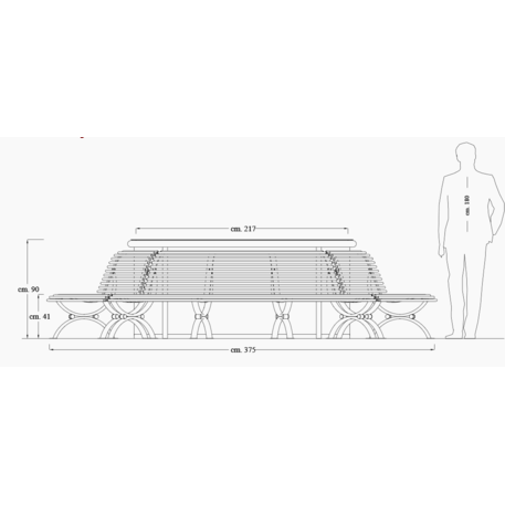 Metallbank + Blumentöpfe 'Clematis 298GB / ø375xH/90cm'