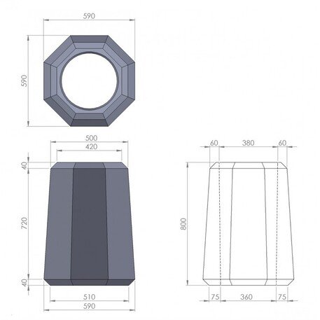 Abfallbehälter aus Beton '59xH/80cm / 70L'
