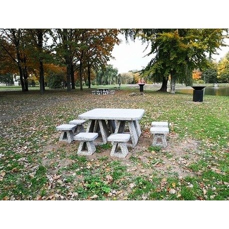 Beton Schachtisch und Bänke '140x140xH/74cm / BS-001Picnic'