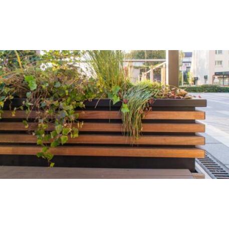 Metal bench + flower pot 'STF/19-02-29_02MDL'